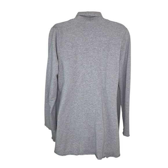 Pure Jill Purejill Gray Open Front Drape Stretch Knit Cardigan MP Medium Petite - Picture 2 of 6